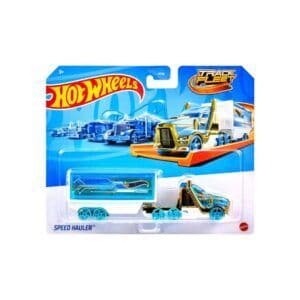 Hot Wheels Track Fleet – Speed Hauler 1:64 Die-Cast Cab & Trailer (Track Compatible, Ages 3+)