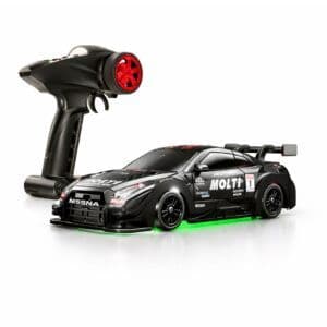 88RC Nissan GTR-Style 1:43 4WD RC Drift Car with Gyro, Alloy Body & LED Lights – Black (India)