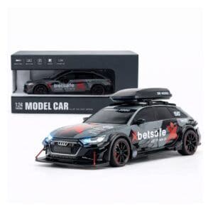1:24 Scale Audi RS6 Modified – Black | Premium Die-Cast Metal Car with 6 Openable Parts, Pull-Back Action, Lights & Sound (India)