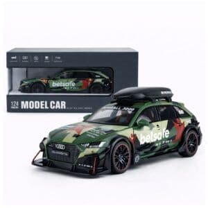 1:24 Scale Audi RS6 Modified Sport – Camo Green | Big Size Metal Die-Cast Car with Openable Doors, Pull-Back, Lights & Sound (India)