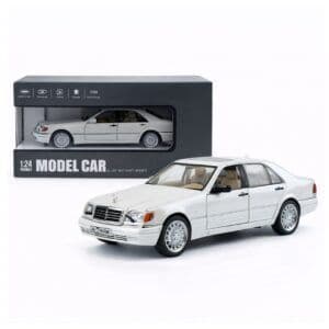 1:24 Scale Mercedes-Benz S-Class W140 320SEL – Silver | Premium Alloy Die-Cast Car with Openable Doors, Pull-Back, Lights & Sound (India)