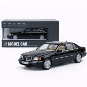 1:24 Scale Mercedes-Benz S-Class W140 S320 – Black | Premium Alloy Die-Cast Classic Sedan with Openable Doors, Pull-Back, Lights & Sound (India)
