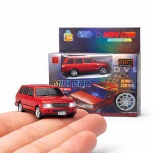 Mini RC Range Rover–Style SUV | 1:64 Scale Die-Cast Metal Remote Control Car – Red (2.4GHz)