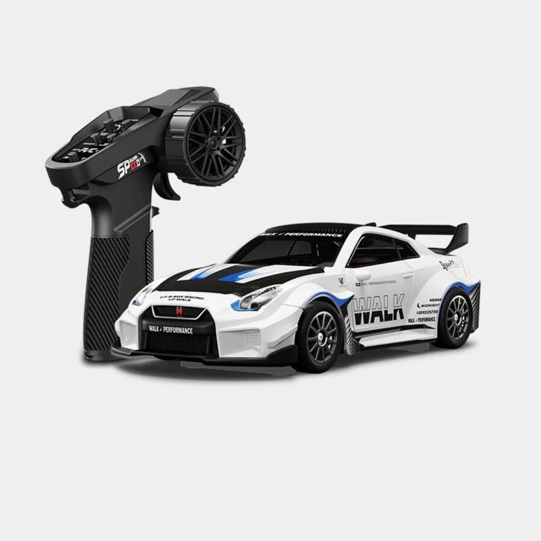 Hstar 1:43 Nissan GT-R (R35) Liberty Walk Style Metal Alloy RC Drift Car 4WD with Gyro & LED – White