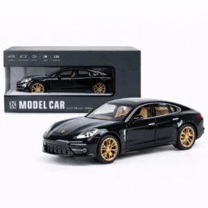 1:24 Scale Porsche Panamera – Black | Premium Alloy Die-Cast Luxury Sedan with Openable Doors, Pull-Back, Lights & Sound (India)