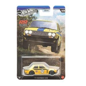 Hot Wheels Silver Series Rally Racers ‘71 Datsun 510 (Yellow) 4/5 – 1:64 Die-Cast Car