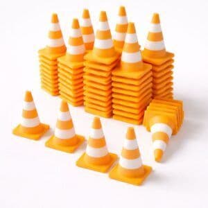 1/10 Scale Mini Traffic Cones (Set of 5) – Orange White RC Drift & Diorama Accessories | India