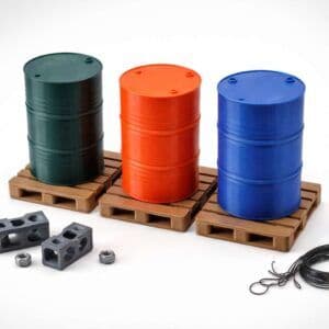 1/10 Scale Mini Oil Barrel Set – RC Crawler Accessories with Removable Lid | Color Options | India
