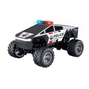 1:64 Police Monster Cyber Truck Mini Alloy RC Drift Car with Mobile App Control – 2.4GHz Rechargeable Desktop Racing Car-Black