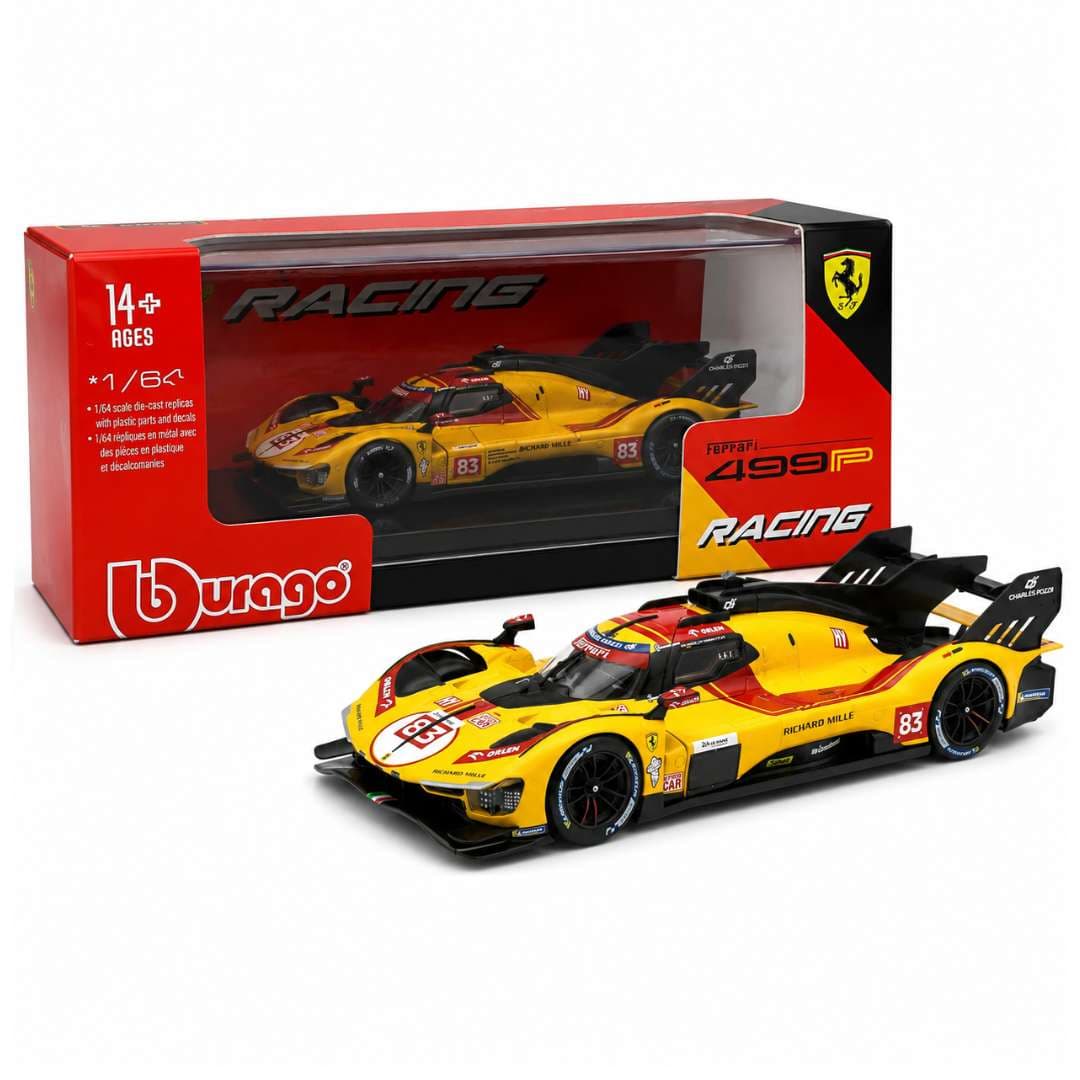 Bburago Ferrari 499P Racing No. 83 1:64 Scale Die-Cast Model Car with Acrylic Display Case