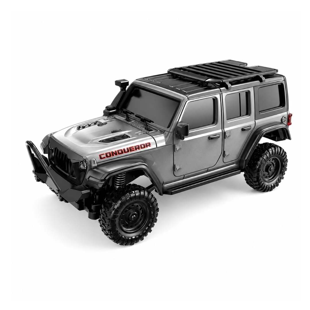 HB Toys Jeep Wrangler Rubicon R4308 1/43 Scale 4WD RTR Mini RC Crawler with APP Control – Grey