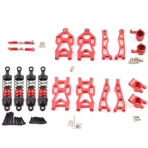 1/16 RC Car Full Metal Upgrade Kit – Aluminum Suspension Arms, Steering Hubs & Oil Shocks