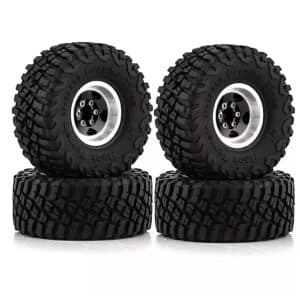 1.0 Inch Metal Rim & Crawler Tire Set for 1/18 & 1/24 RC Crawlers – 4 Wheels | 3 Colors
