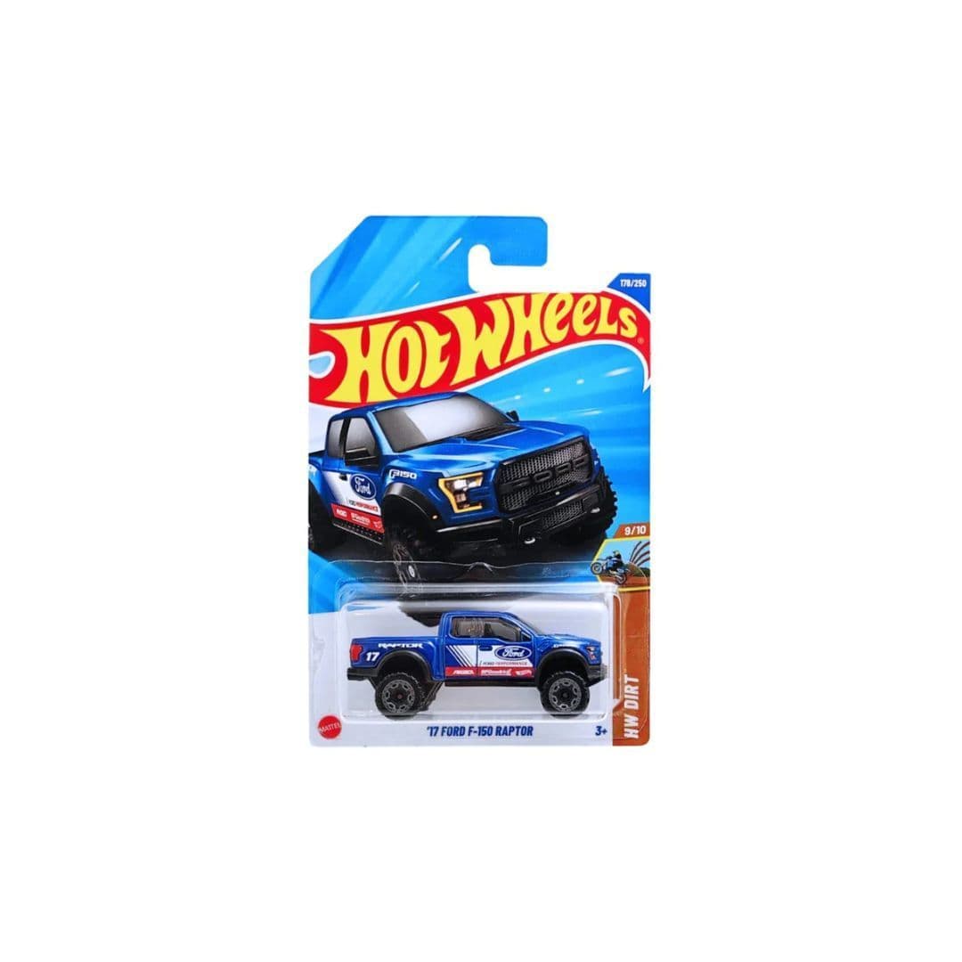 Hot Wheels ’17 Ford F-150 Raptor – 2025 HW Dirt 9/10 | Collector #170/250 – Blue Off-Road Pickup