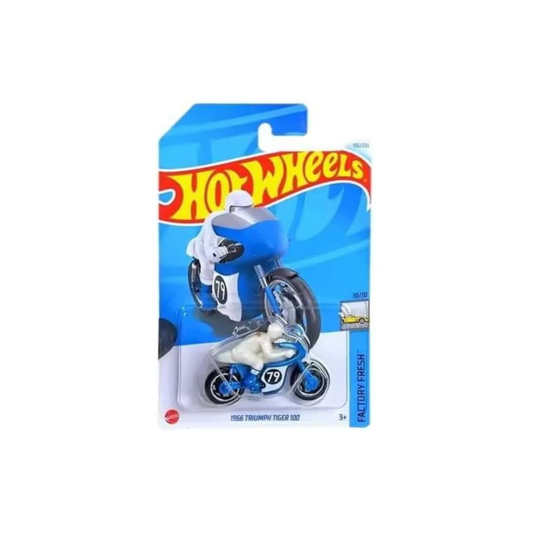 Hot Wheels 1966 Triumph Tiger 100 – Factory Fresh | Collector #86/250 – Blue Motorcycle – 1:64 Scale