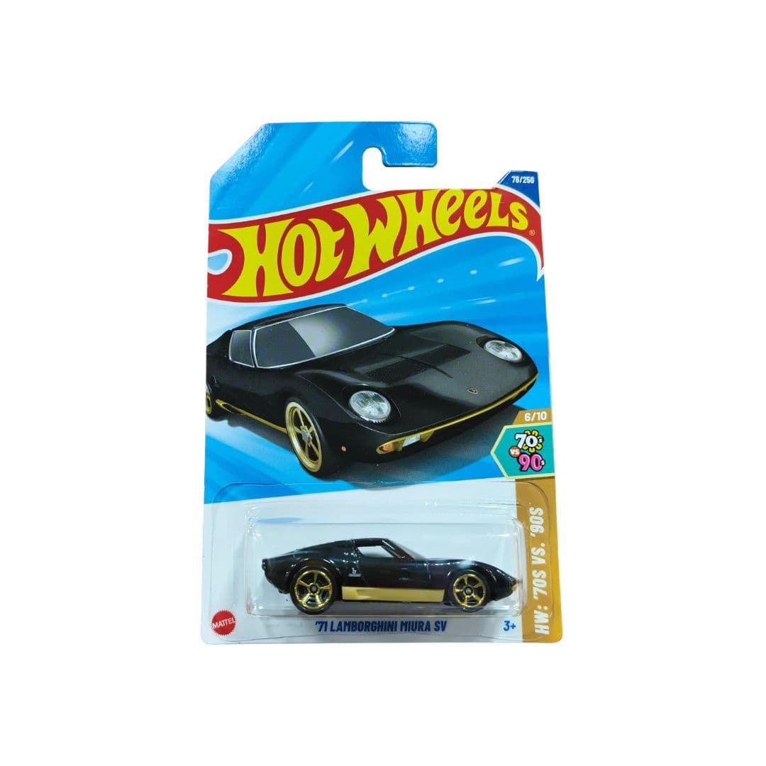 Hot Wheels ’71 Lamborghini Miura SV – 2025 HW 70s vs 90s 6/10 | Collector #78/250 – Black & Gold Supercar