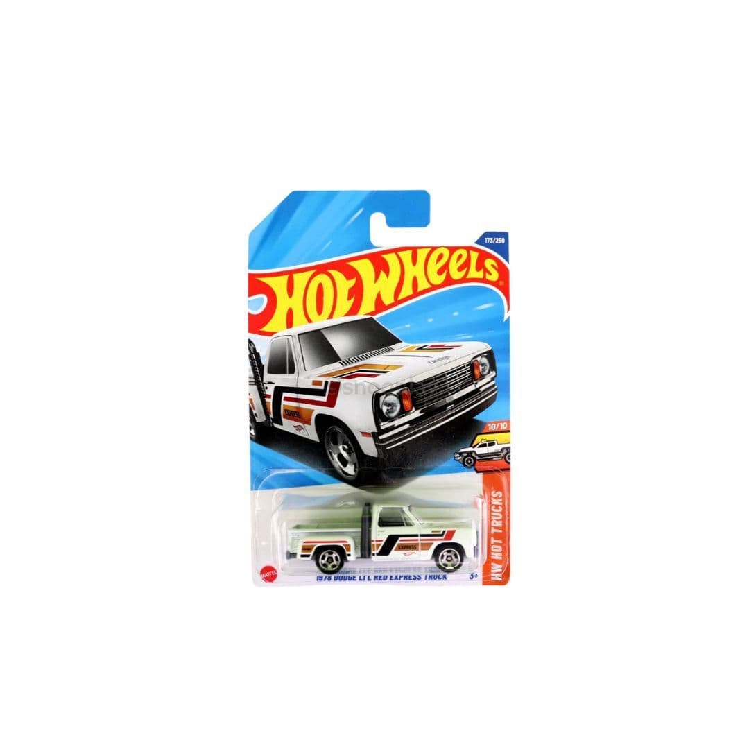 Hot Wheels ’79 Dodge Lil’ Red Express Truck – 2025 HW Hot Trucks 10/10 | Collector #173/250 – White with Retro Stripes