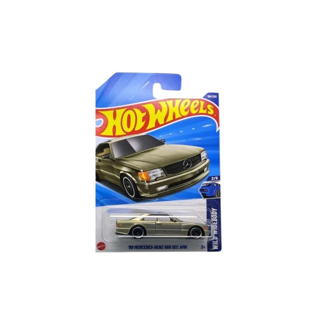 Hot Wheels ’89 Mercedes-Benz 560 SEC AMG – 2025 HW Wild Widebody 2/5 | Collector #180/250 – Gold Widebody Coupe