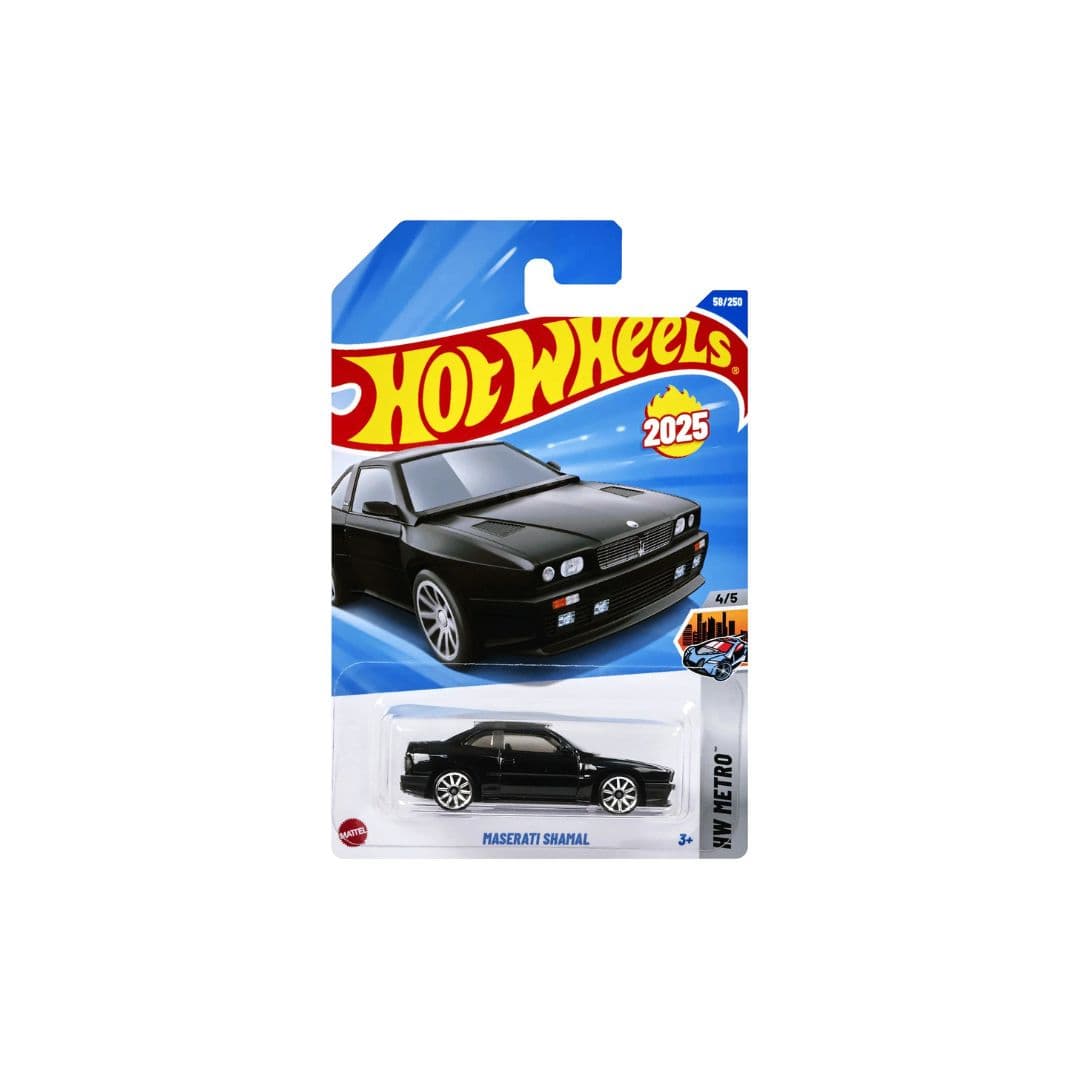 Hot Wheels Maserati Shamal – 2025 HW Metro 4/5 | Collector #58/250 – Black Italian Sports Coupe