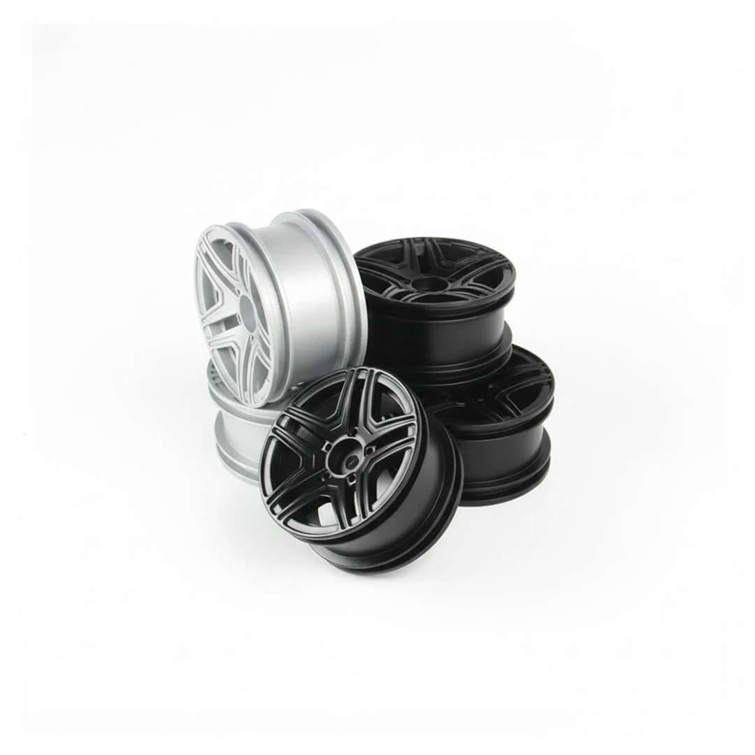 MN Model Metal Wheel Hub (Set of 4) – Black / Grey Upgrade Parts for MN99S, MN86S, MN90 & WPL