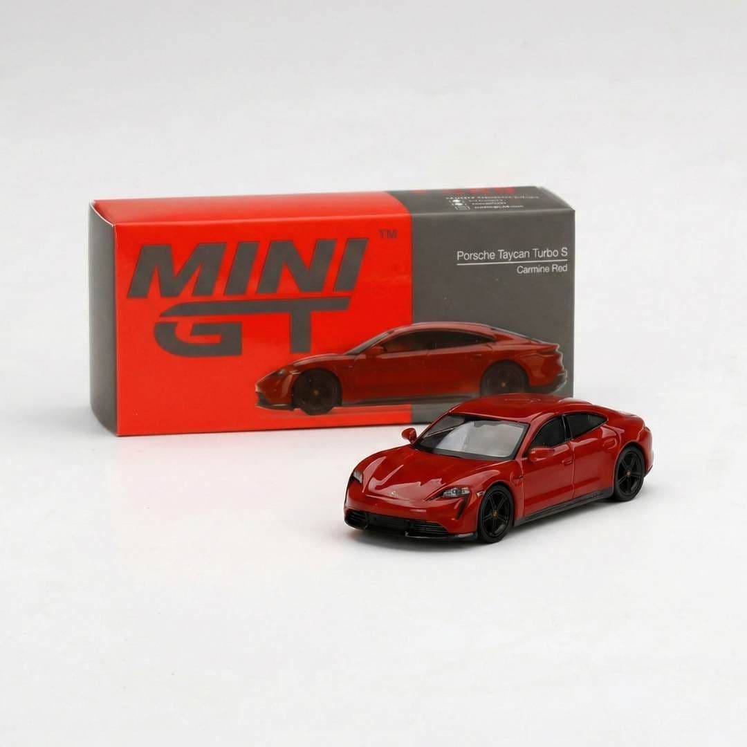 Mini GT Porsche Taycan Turbo S – Carmine Red | 1:64 Imported Model India