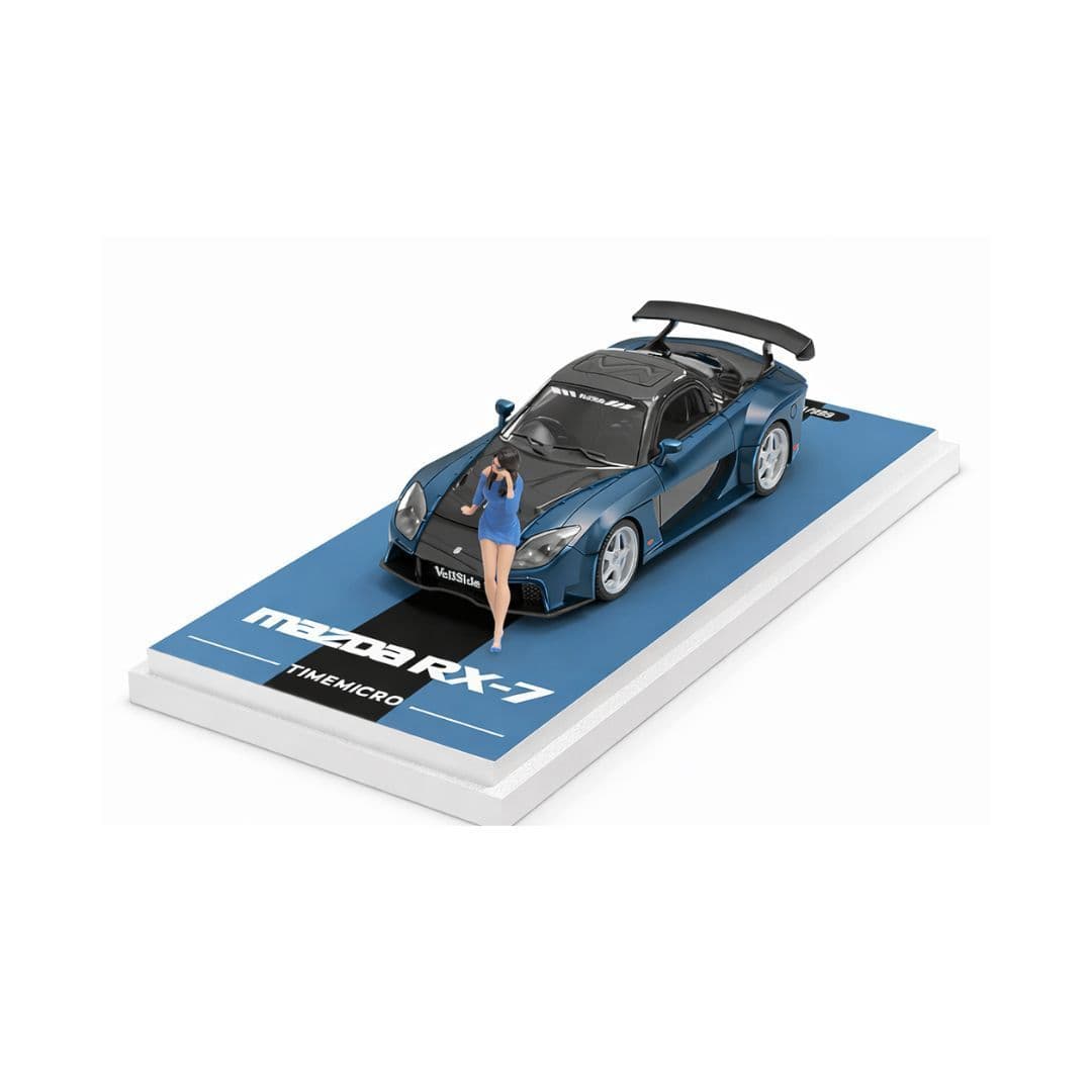 TimeMicro 1:64 Mazda RX-7 Veilside (Blue) Diecast Model with Figure