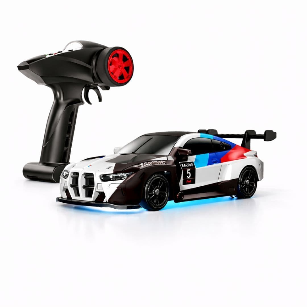 88RC BMW M4-Style 1:43 4WD RC Drift Car, Alloy Body & LED Lights – White (India)