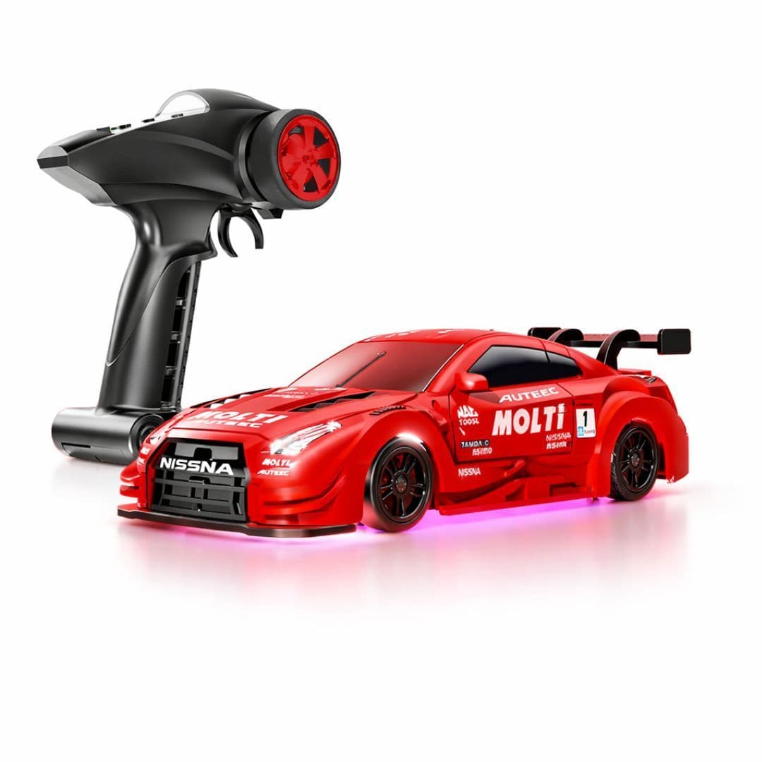 88RC Nissan GTR-Style 1:43 4WD RC Drift Car with Gyro, Alloy Body & LED Lights – Red (India)