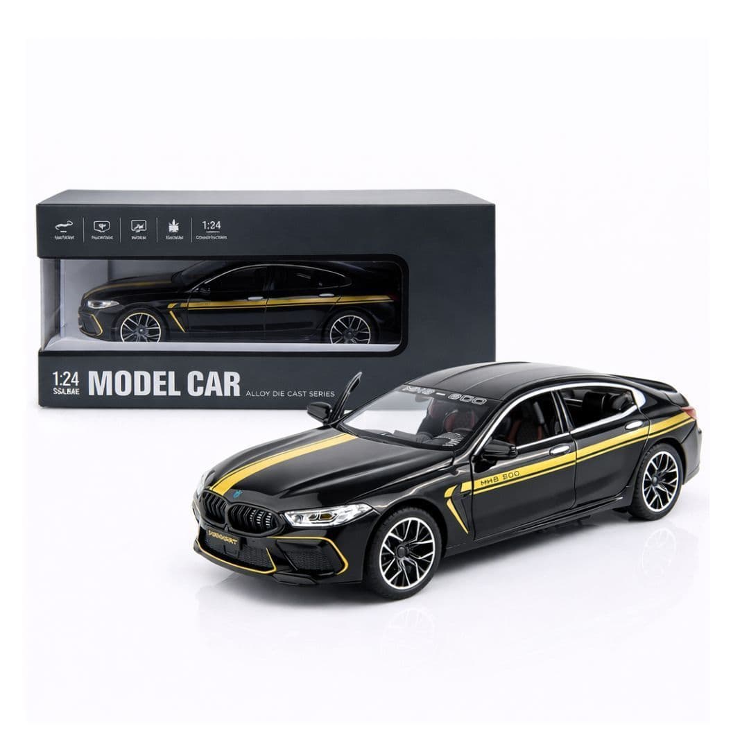 1:24 Scale BMW Manhart MH8 800 – Black | Premium Die-Cast Alloy Model with Openable Doors, Pull-Back Action, Lights & Sound (India)