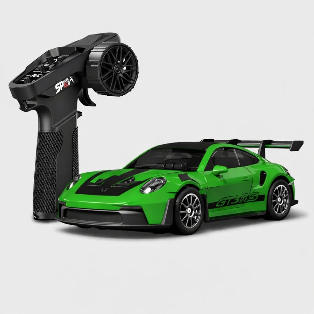 Hstar 1:43 Porsche Style 4WD RC Drift Car with Gyro – Alloy Body, 20 km/h, Green