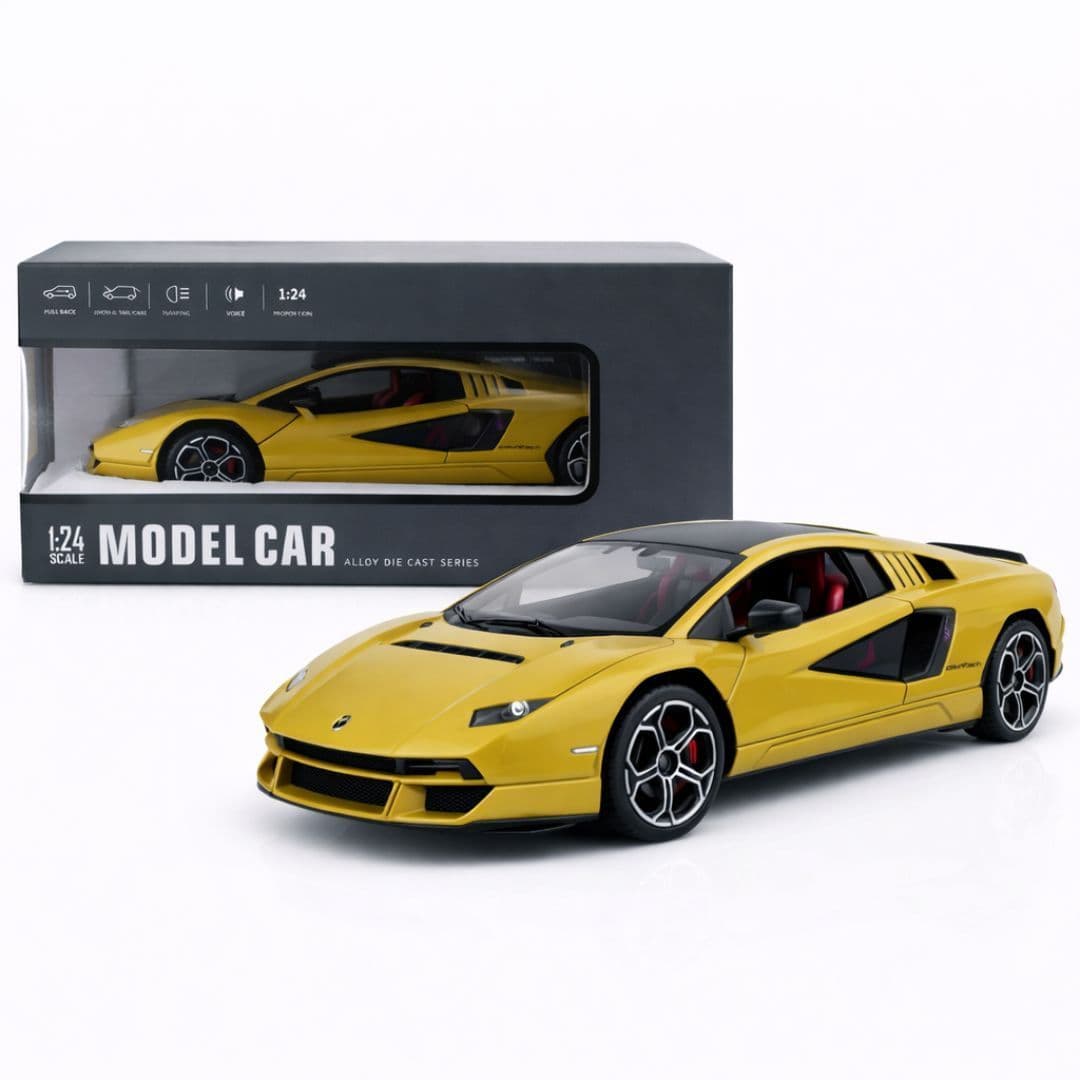 1:24 Scale Lamborghini Gallardo – Yellow | Premium Alloy Die-Cast Supercar with Openable Doors, Pull-Back, Lights & Sound (India)