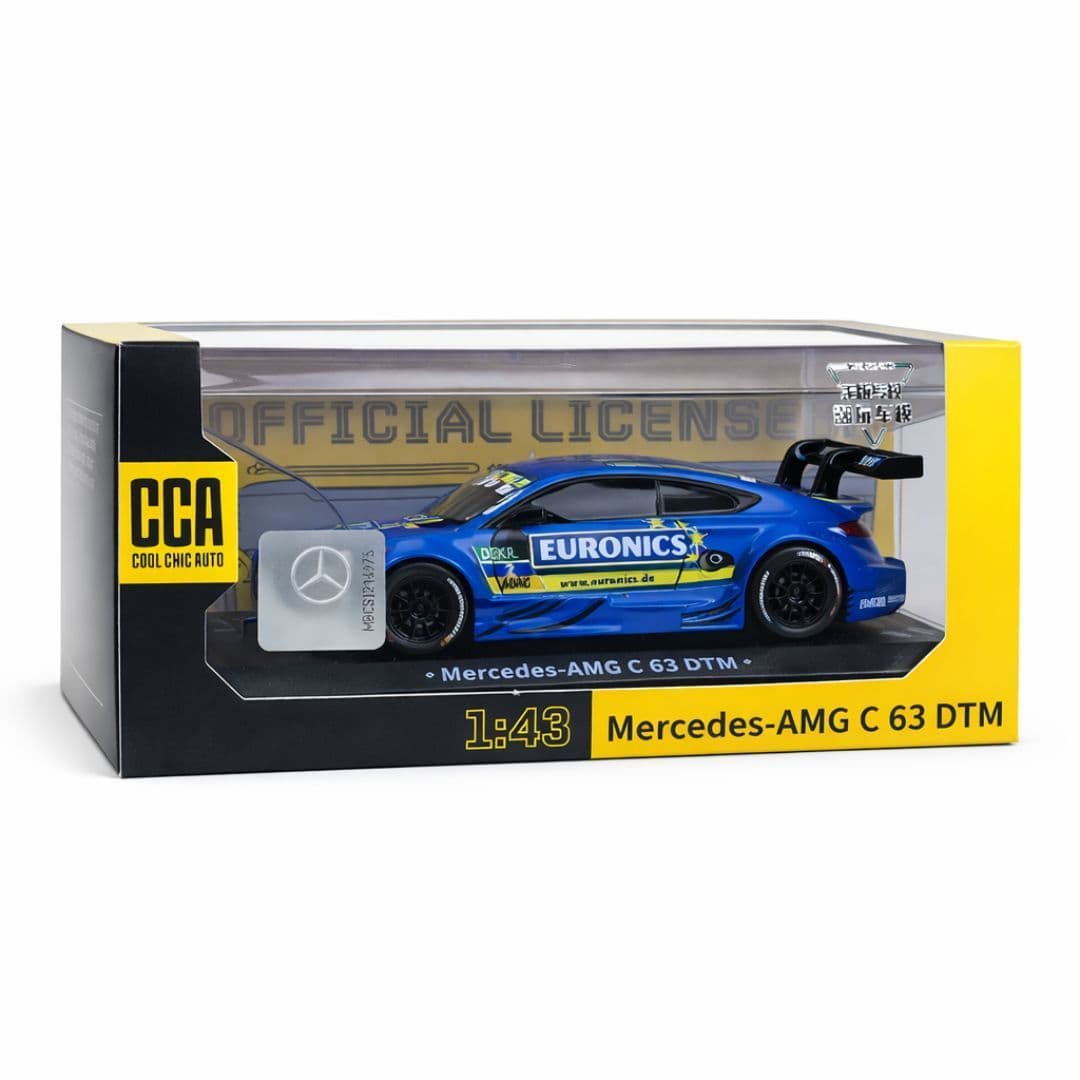 CCA Cool Chic Auto Mercedes-AMG C 63 DTM – Blue | 1:43 Scale Die-Cast Model with Opening Doors & Pull-Back (With Display Box)
