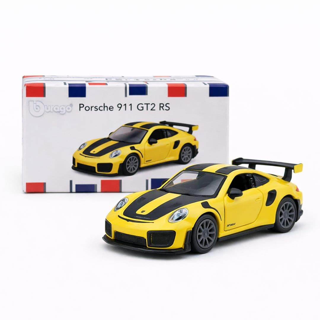 Bburago Porsche 911 GT2 RS – Yellow | 1:64 Scale Official Die-Cast Model Car