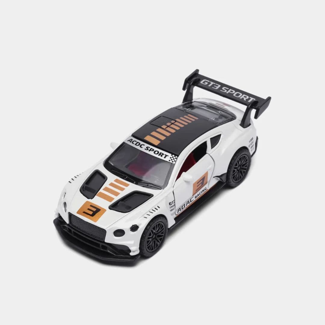 Bentley Continental GT3 Die-Cast Car – 1:36 Scale (White Racing Edition)