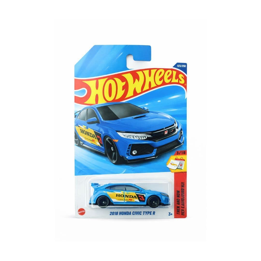 Hot Wheels 2018 Honda Civic Type R – Blue | 1:64 Scale Diecast | Then and Now Series | 2025 | 123/250 (Imported)