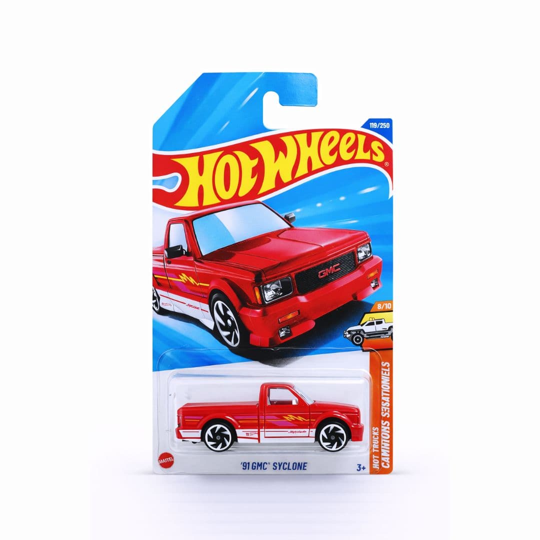 Hot Wheels ’91 GMC Syclone (Red) | Hot Trucks | 1:64 Scale Diecast Car (118/250)