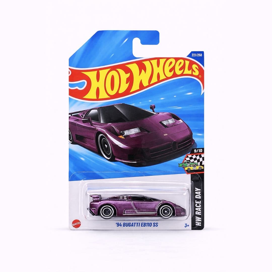 Hot Wheels ’94 Bugatti EB110 SS – Purple | 1:64 Scale Diecast | HW Race Day Series | Mainline | 221/250 (Imported)