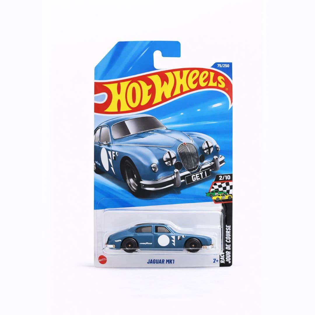 Hot Wheels Jaguar MK1 – Blue | 1:64 Scale Diecast | Race Day Series | Mainline | 75/250 (Imported)