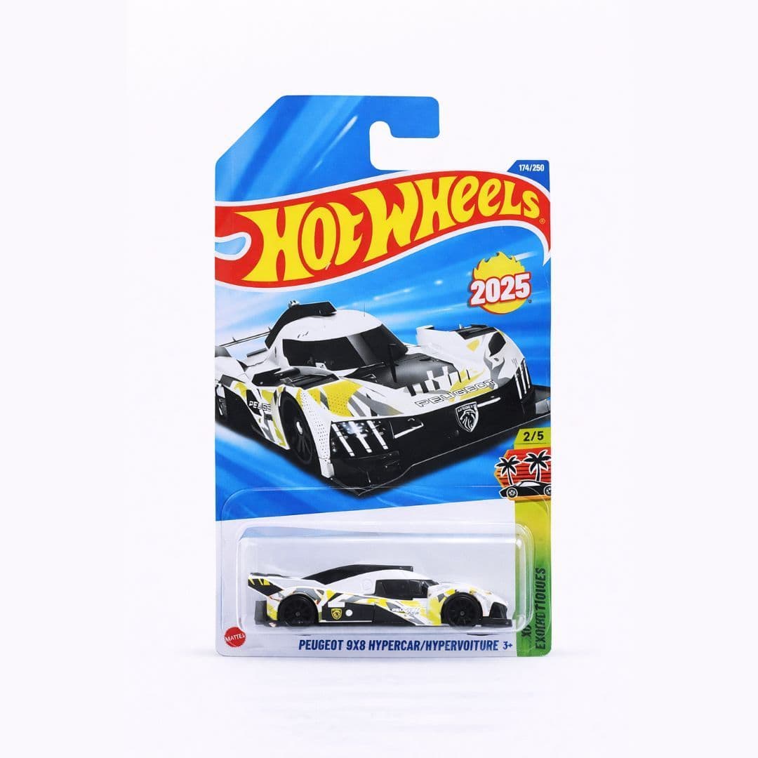 Hot Wheels Peugeot 9X8 Hypercar – White/Black | 1:64 Scale Diecast | Exotics Series | Mainline | 174/250 (Imported)