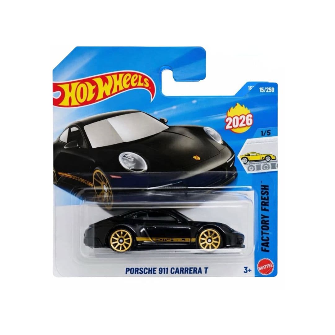 Hot Wheels Porsche 911 Carrera T – Black | International Short Card (Import) | 1:64 Diecast