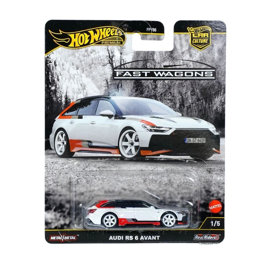 Hot Wheels Premium Fast Wagons Audi RS 6 Avant – Red/White 1:64 Die-Cast (Metal/Metal | Collector Edition)