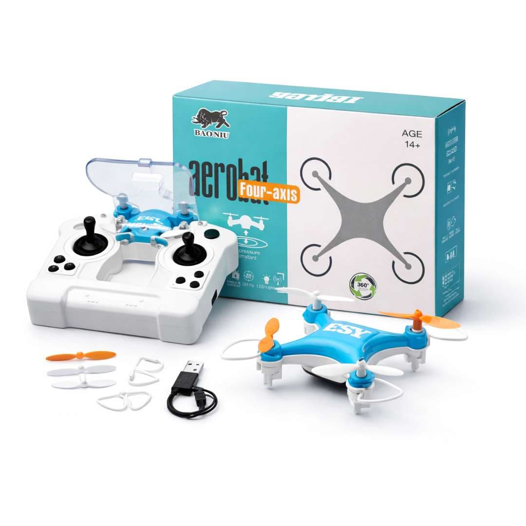 Aerobat Mini 4-Axis RC Drone with Altitude Hold & 6-Axis Gyro | Indoor & Outdoor Beginner Drone