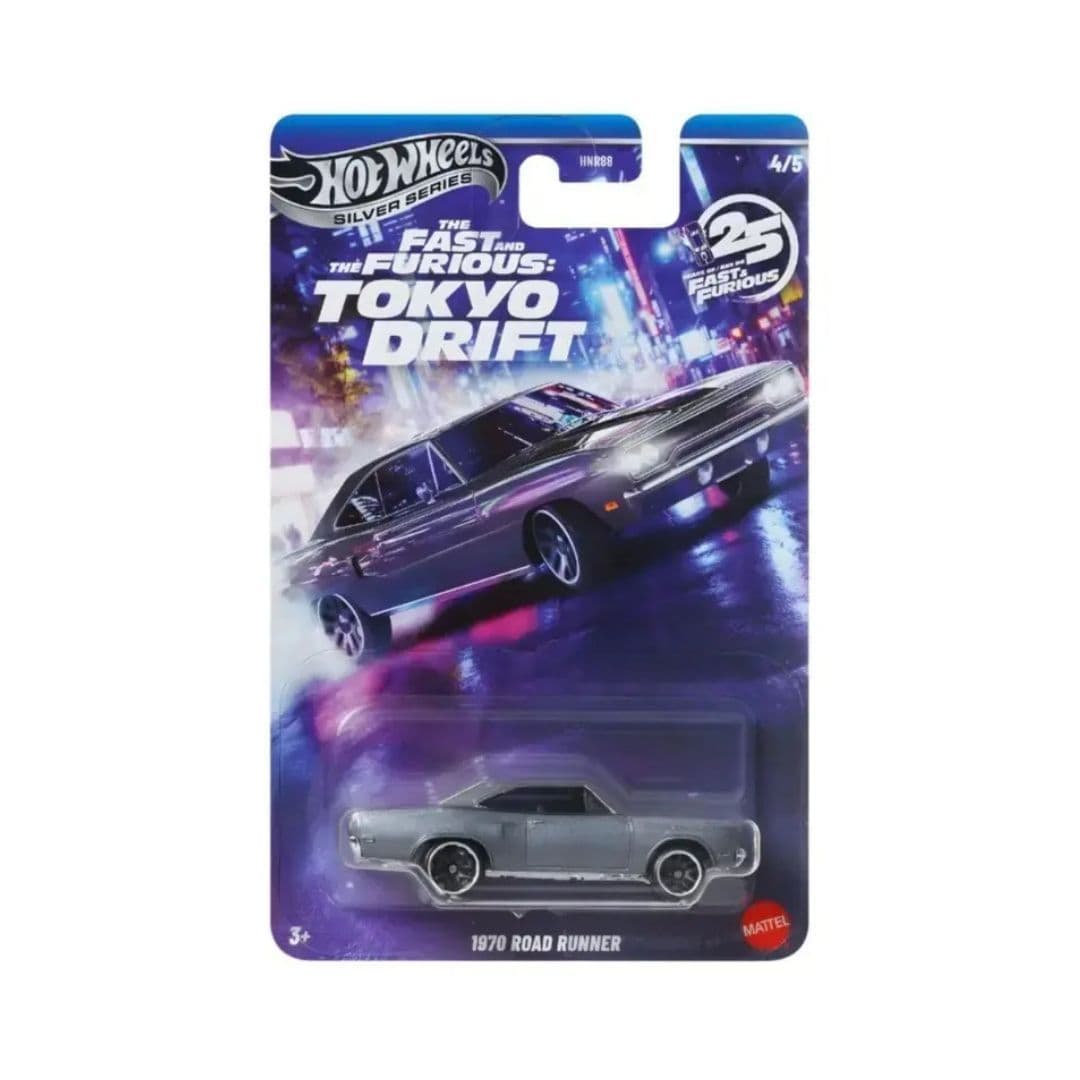 Hot Wheels 1970 Road Runner – Fast & Furious Tokyo Drift | Silver Series 4/5 | 1:64 Die-Cast (Imported)