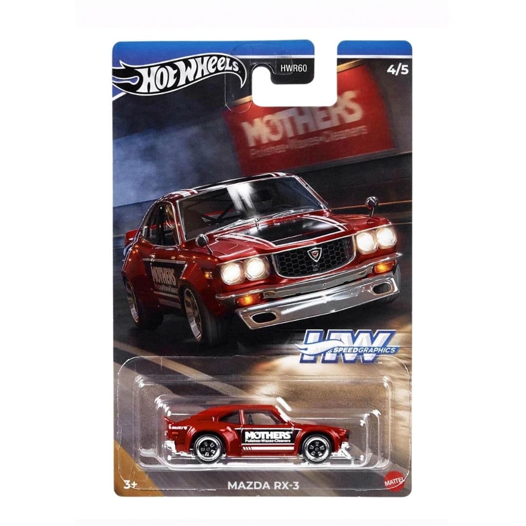 Hot Wheels Mazda RX-3 – HW Speed Graphics 4/5 | 1:64 Die-Cast Model (Mothers Livery)