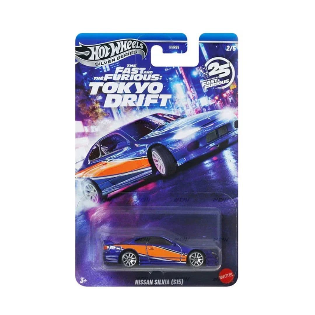 Hot Wheels Nissan Silvia S15 – Fast & Furious Tokyo Drift | Silver Series 2/5 | 1:64 Die-Cast (Imported)