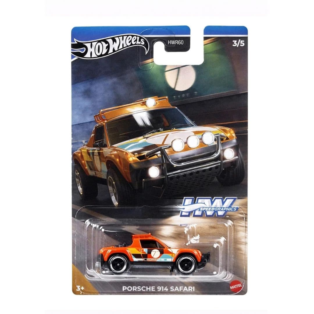 Hot Wheels Porsche 914 Safari – HW Speed Graphics 3/5 | 1:64 Die-Cast Model (Orange Off-Road Edition)