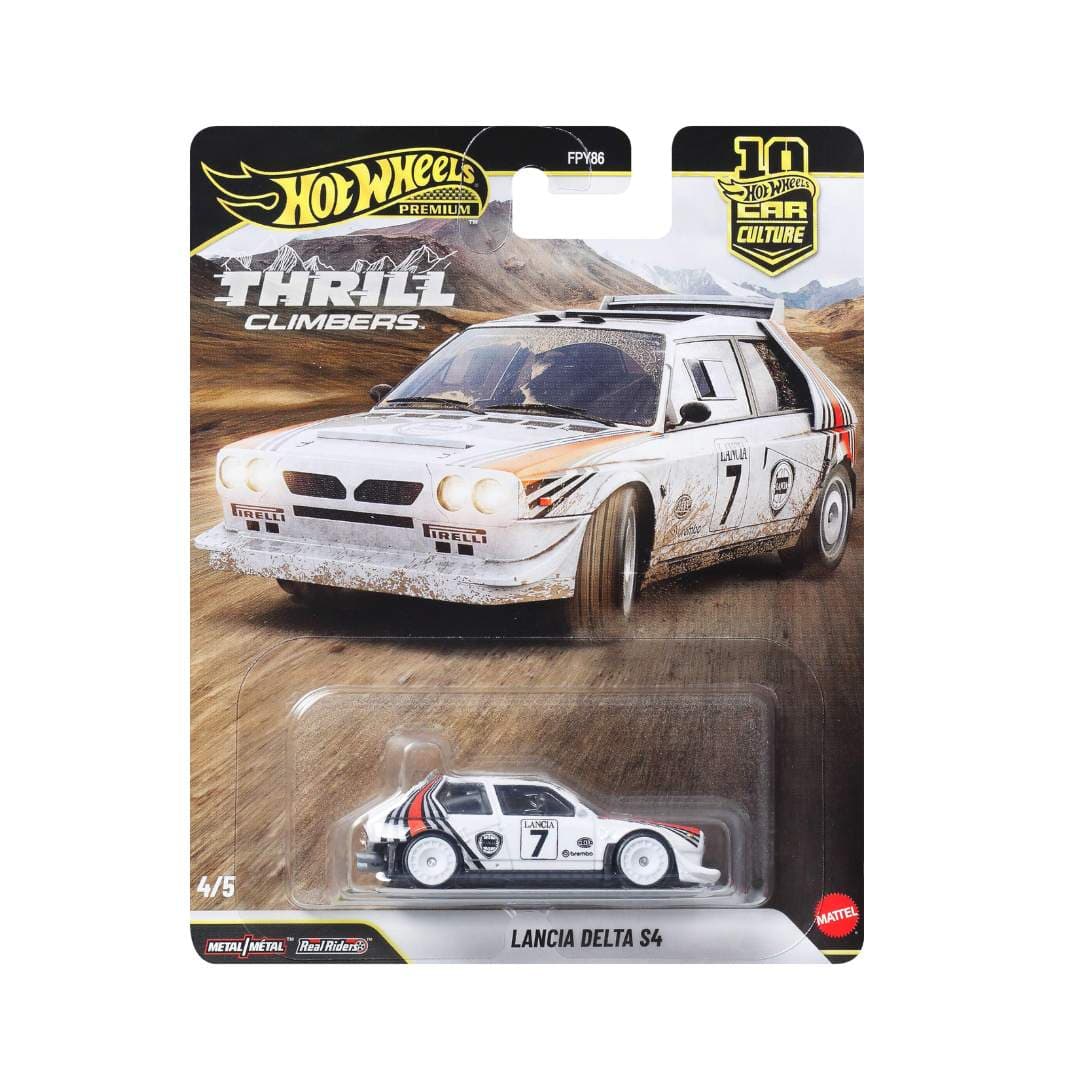 Hot Wheels Premium Lancia Delta S4 – Thrill Climbers Car Culture 1:64 Die-Cast (Real Riders, Metal/Metal)