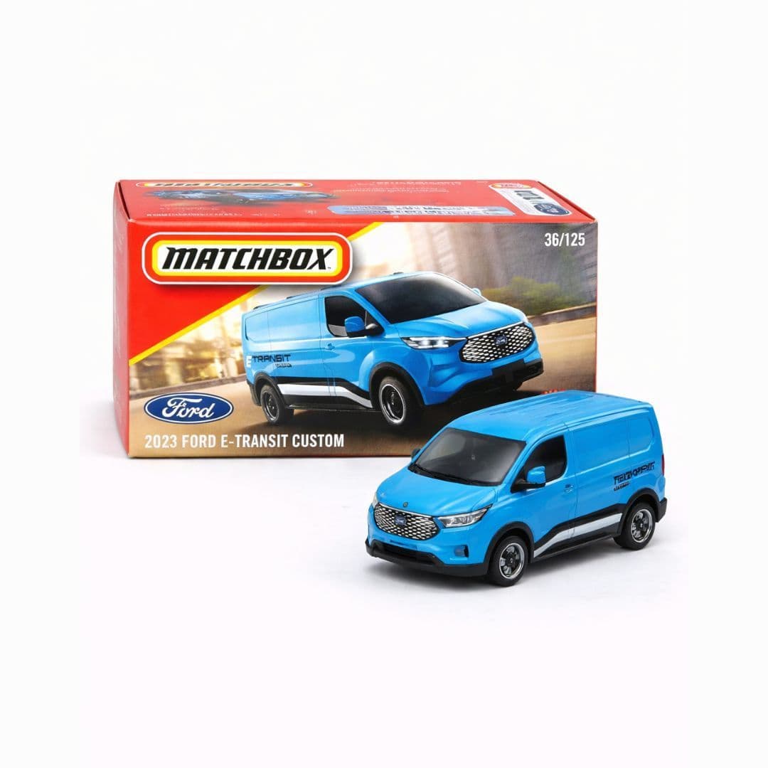 Matchbox 2023 Ford E-Transit Custom – 36/125 | 1:64 Die-Cast Van | Sealed Box | Mattel Official