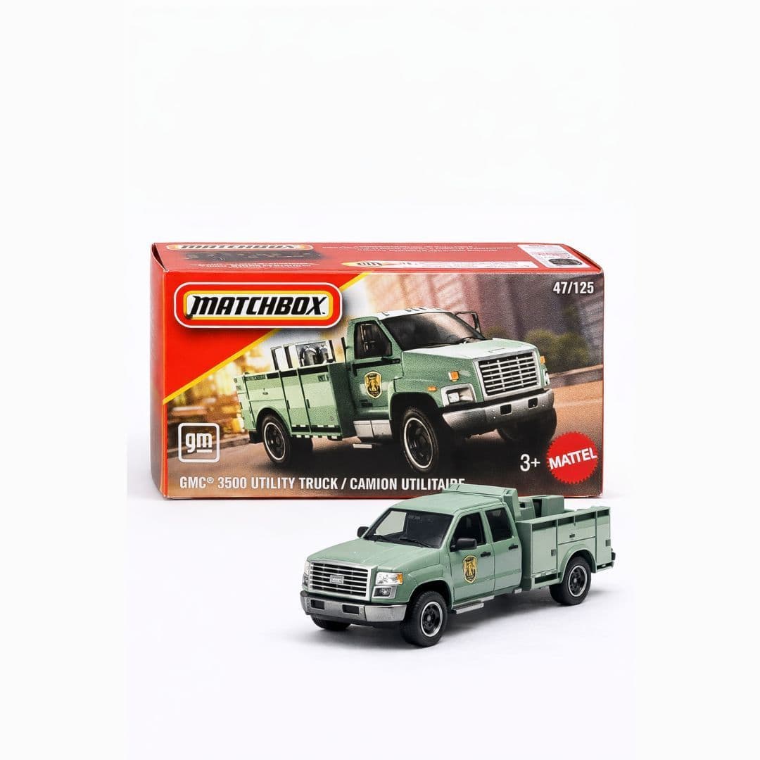 Matchbox GMC 3500 Utility Truck – 47/125 | 1:64 Die-Cast Work Truck | Sealed Box | Mattel Official
