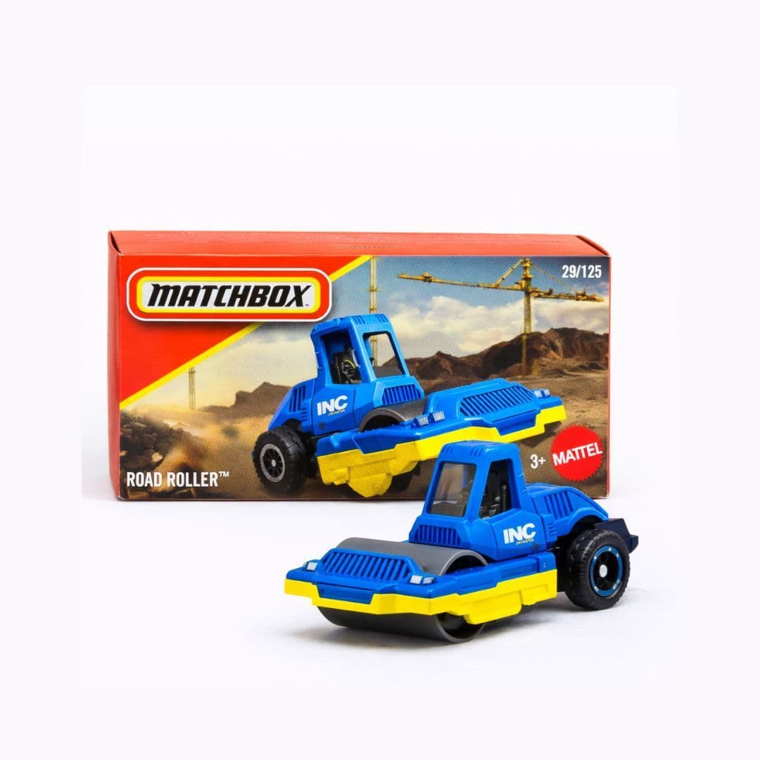 Matchbox Road Roller – 29/125 | 1:64 Die-Cast Construction Vehicle | Mattel Matchbox Collectible